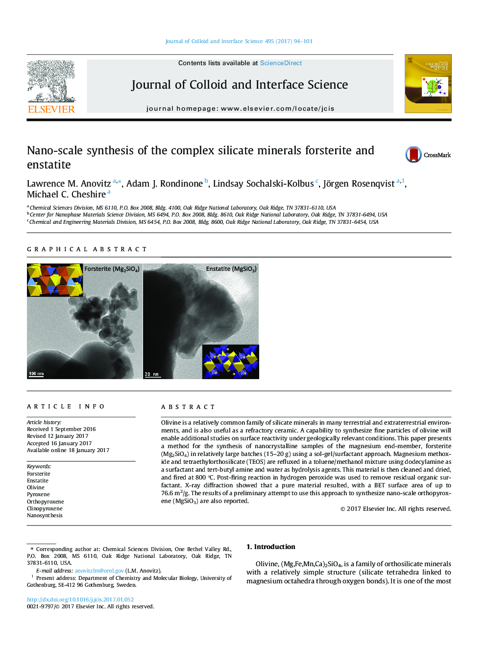 Nano-scale synthesis of the complex silicate minerals forsterite and enstatite