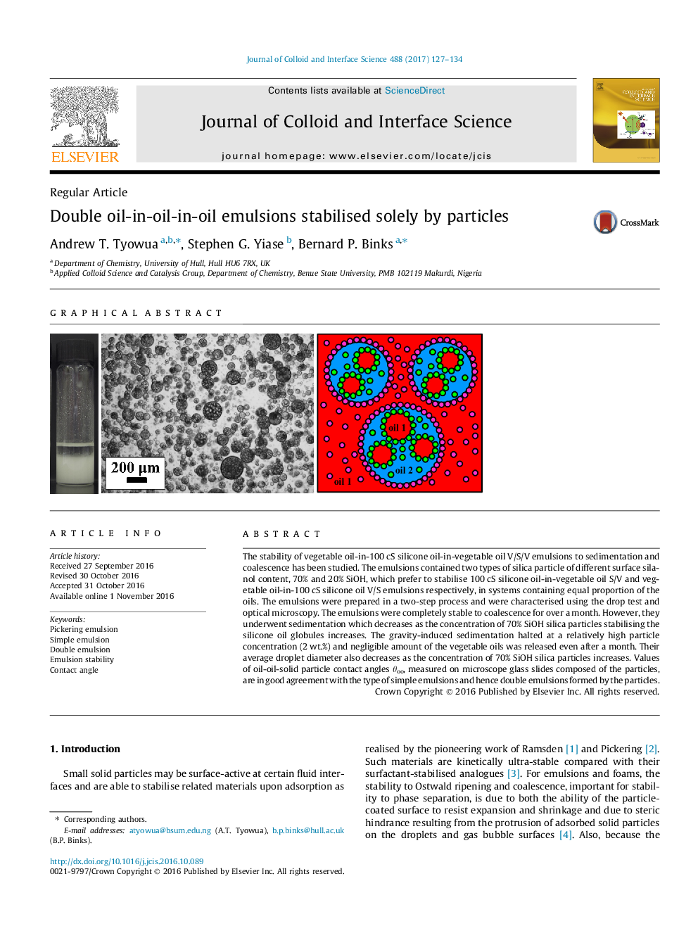 Double oil-in-oil-in-oil emulsions stabilised solely by particles