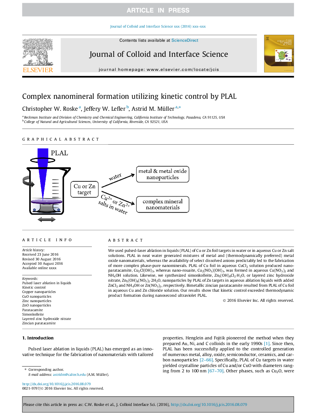 Complex nanomineral formation utilizing kinetic control by PLAL