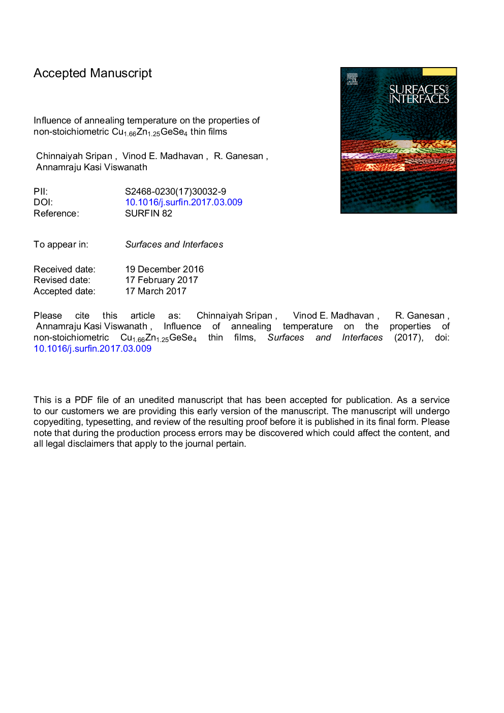 Influence of annealing temperature on the properties of non-stoichiometric Cu1.66Zn1.25GeSe4 thin films