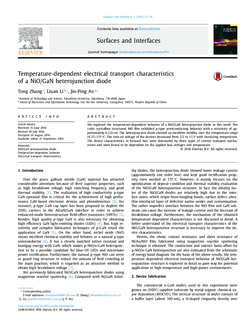 Temperature-dependent electrical transport characteristics of a NiO/GaN heterojunction diode