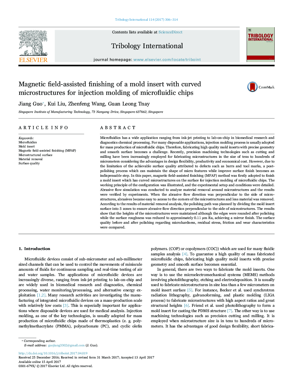 Magnetic field-assisted finishing of a mold insert with curved microstructures for injection molding of microfluidic chips