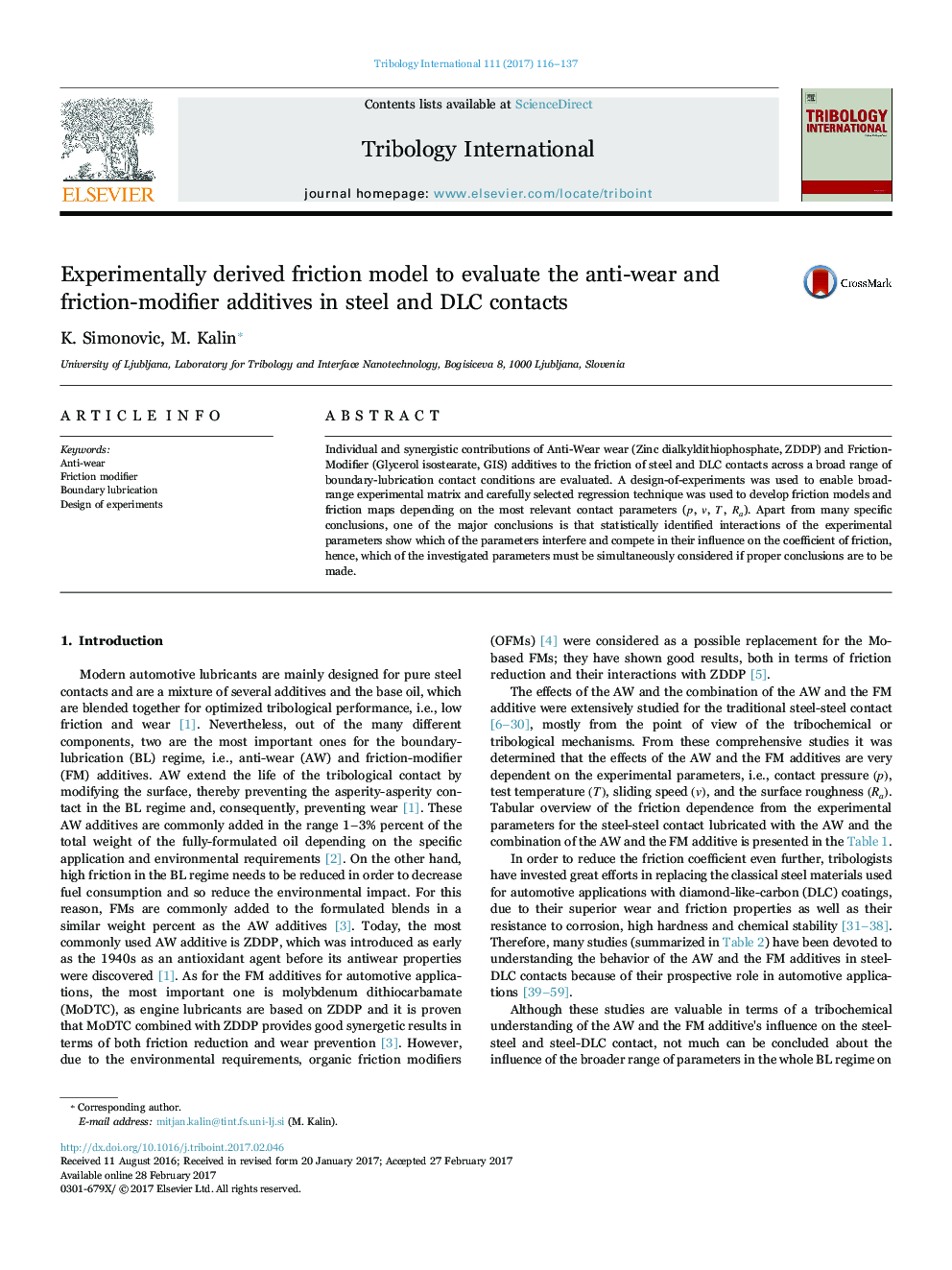 Experimentally derived friction model to evaluate the anti-wear and friction-modifier additives in steel and DLC contacts