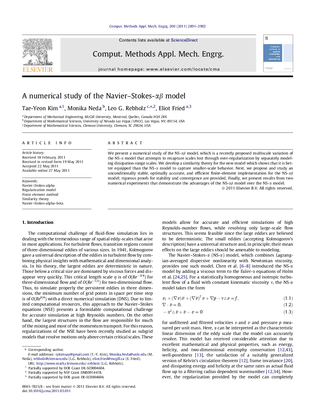 A numerical study of the Navier–Stokes-αβ model