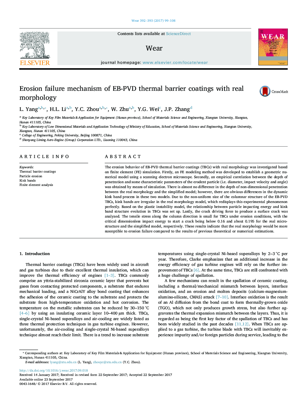 Erosion failure mechanism of EB-PVD thermal barrier coatings with real morphology