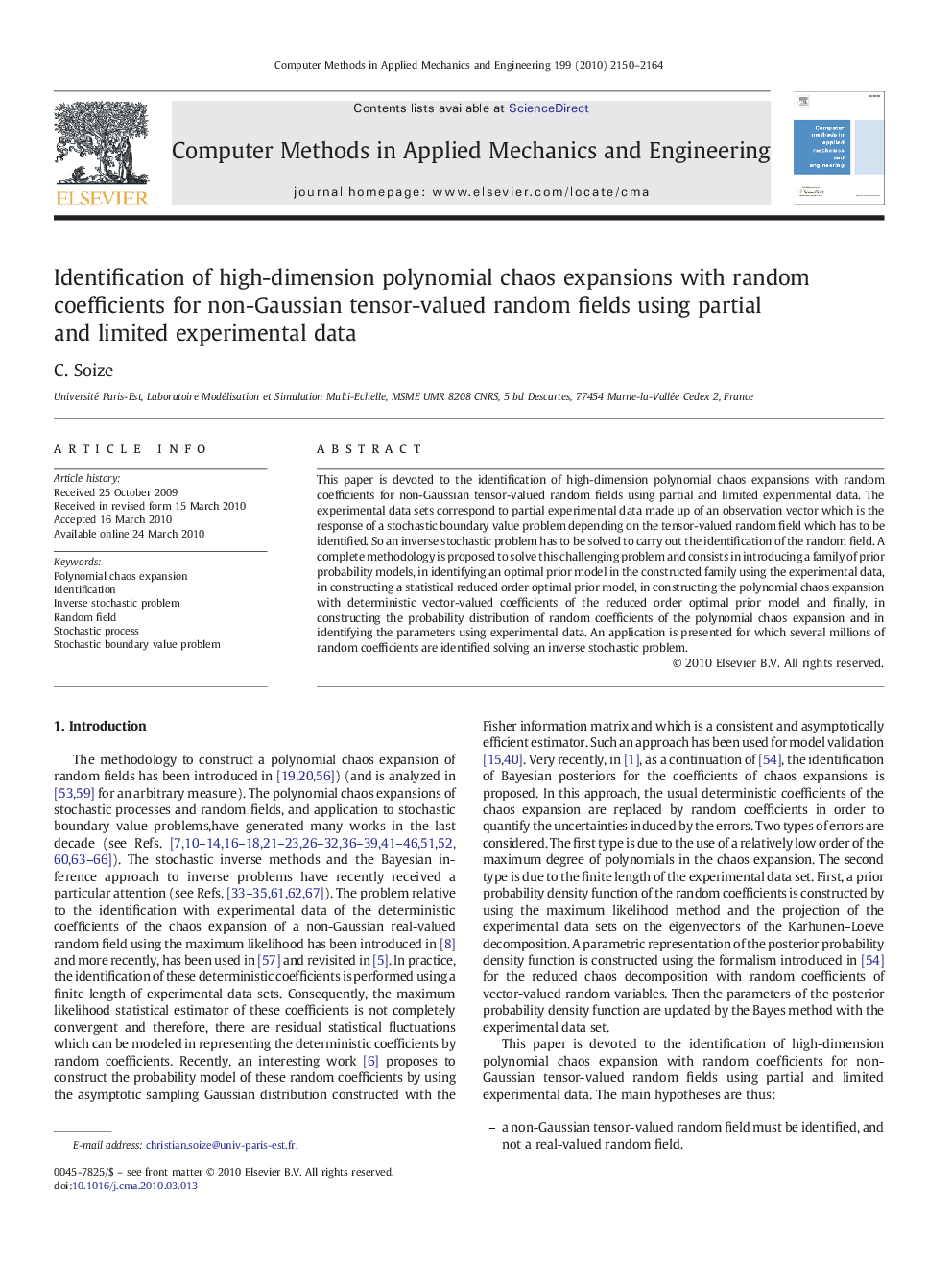 Identification of high-dimension polynomial chaos expansions with random coefficients for non-Gaussian tensor-valued random fields using partial and limited experimental data