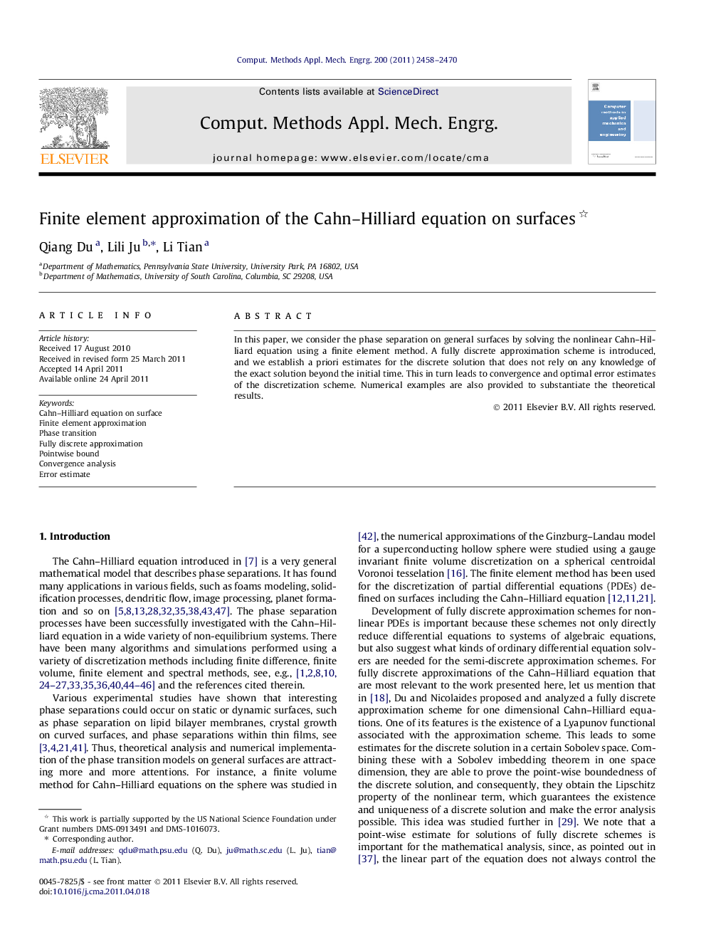 Finite element approximation of the Cahn–Hilliard equation on surfaces 