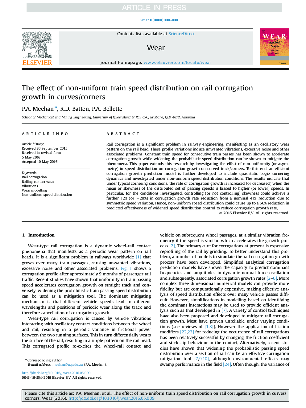 The effect of non-uniform train speed distribution on rail corrugation growth in curves/corners