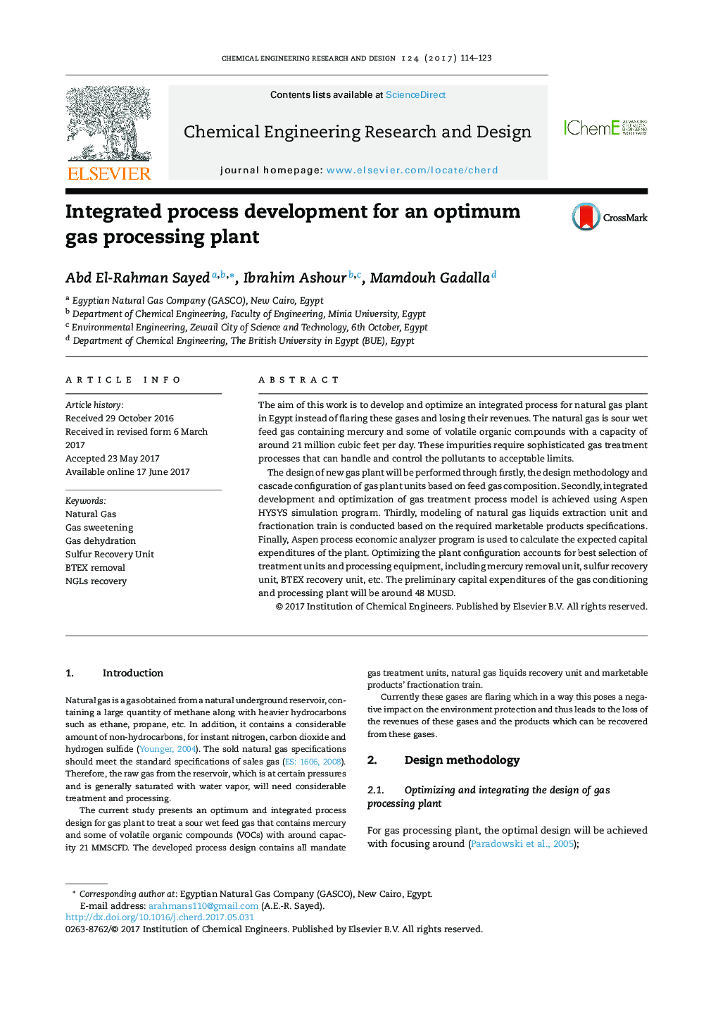 Integrated process development for an optimum gas processing plant