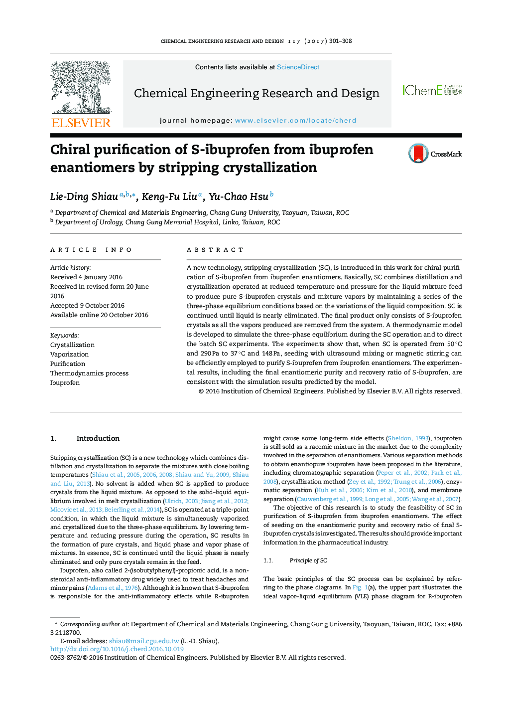 Chiral purification of S-ibuprofen from ibuprofen enantiomers by stripping crystallization