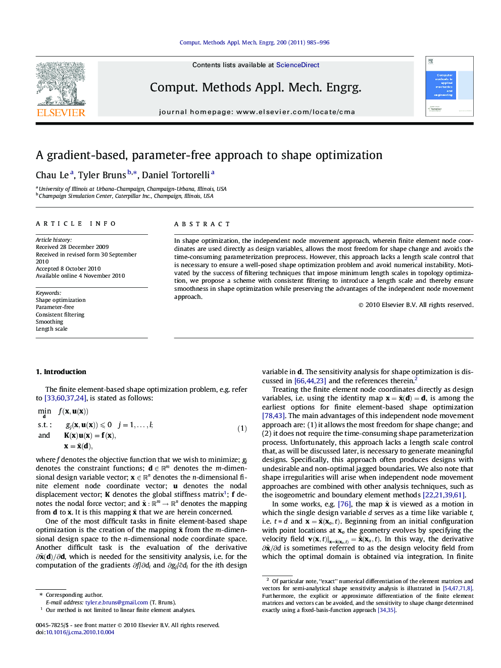 A gradient-based, parameter-free approach to shape optimization