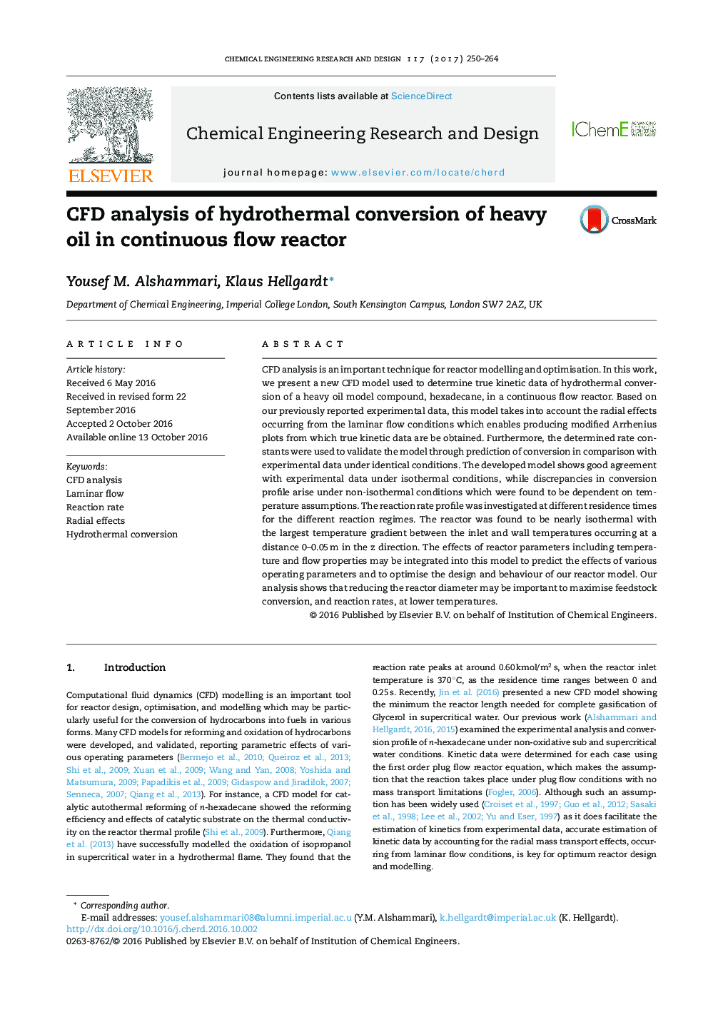 CFD analysis of hydrothermal conversion of heavy oil in continuous flow reactor