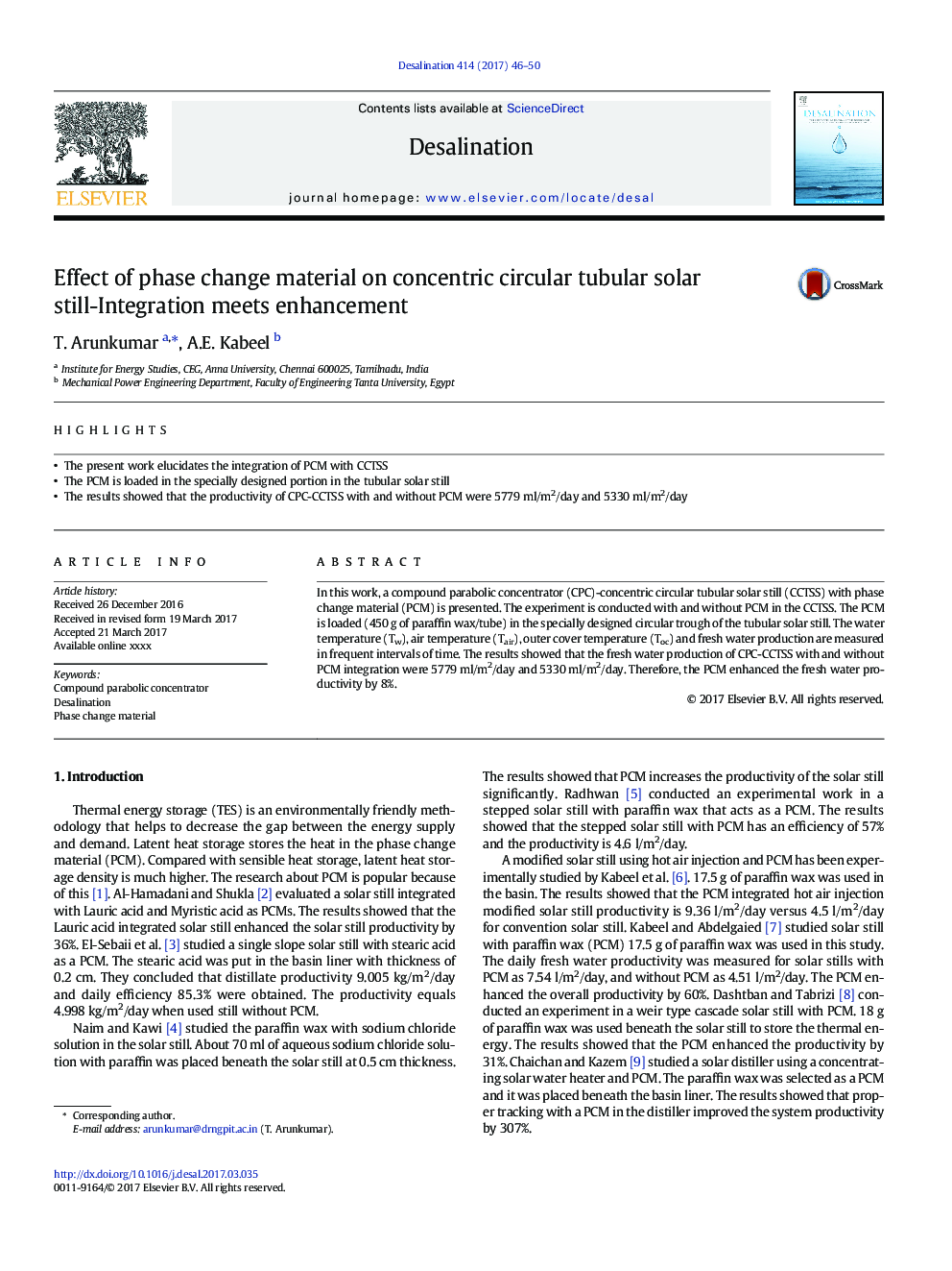 Effect of phase change material on concentric circular tubular solar still-Integration meets enhancement