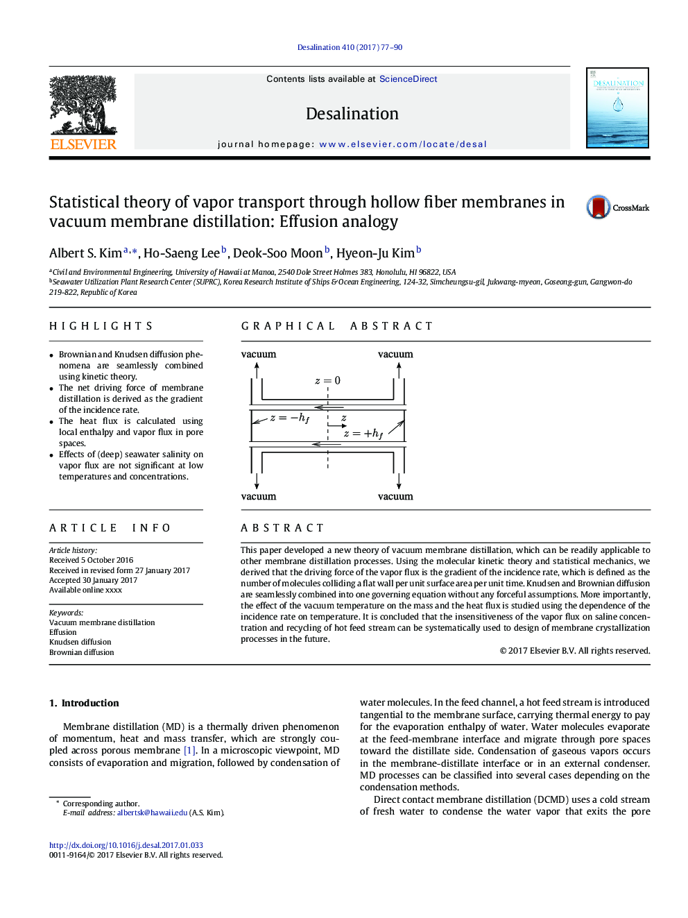 Statistical theory of vapor transport through hollow fiber membranes in vacuum membrane distillation: Effusion analogy