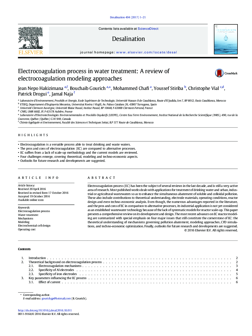 روند الکتروکواگولاسیون در تصفیه آب: مرور روشهای مدلسازی الکتروکواگولاسیون 