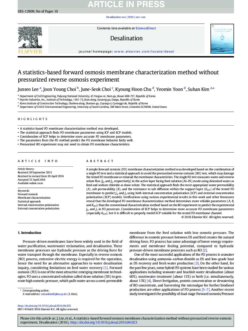 A statistics-based forward osmosis membrane characterization method without pressurized reverse osmosis experiment