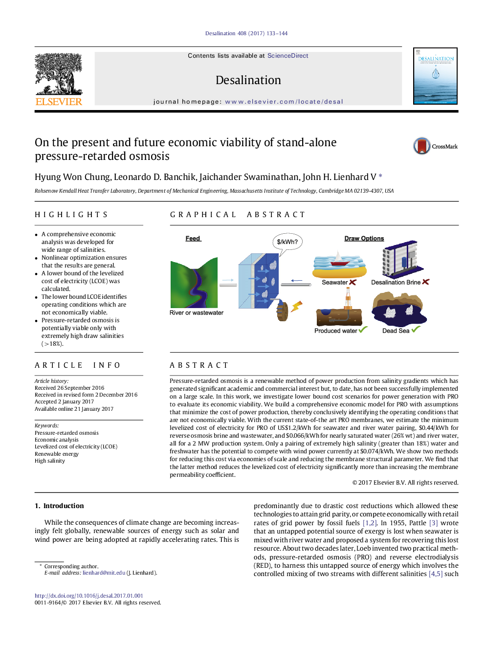 از لحاظ اقتصادی و حیاتی اقتصادی مستقل از اسمز معکوس است 