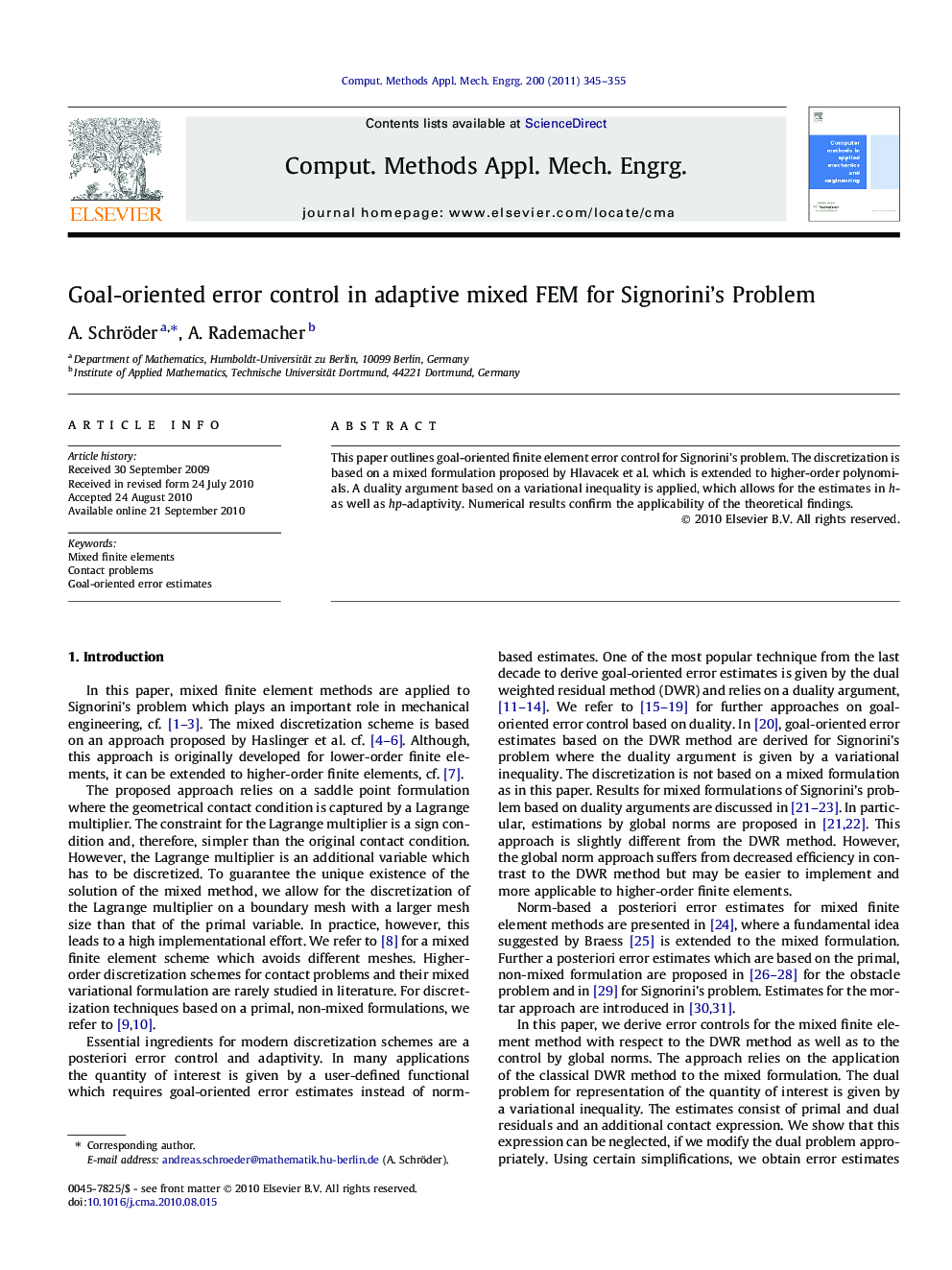 Goal-oriented error control in adaptive mixed FEM for Signorini’s Problem