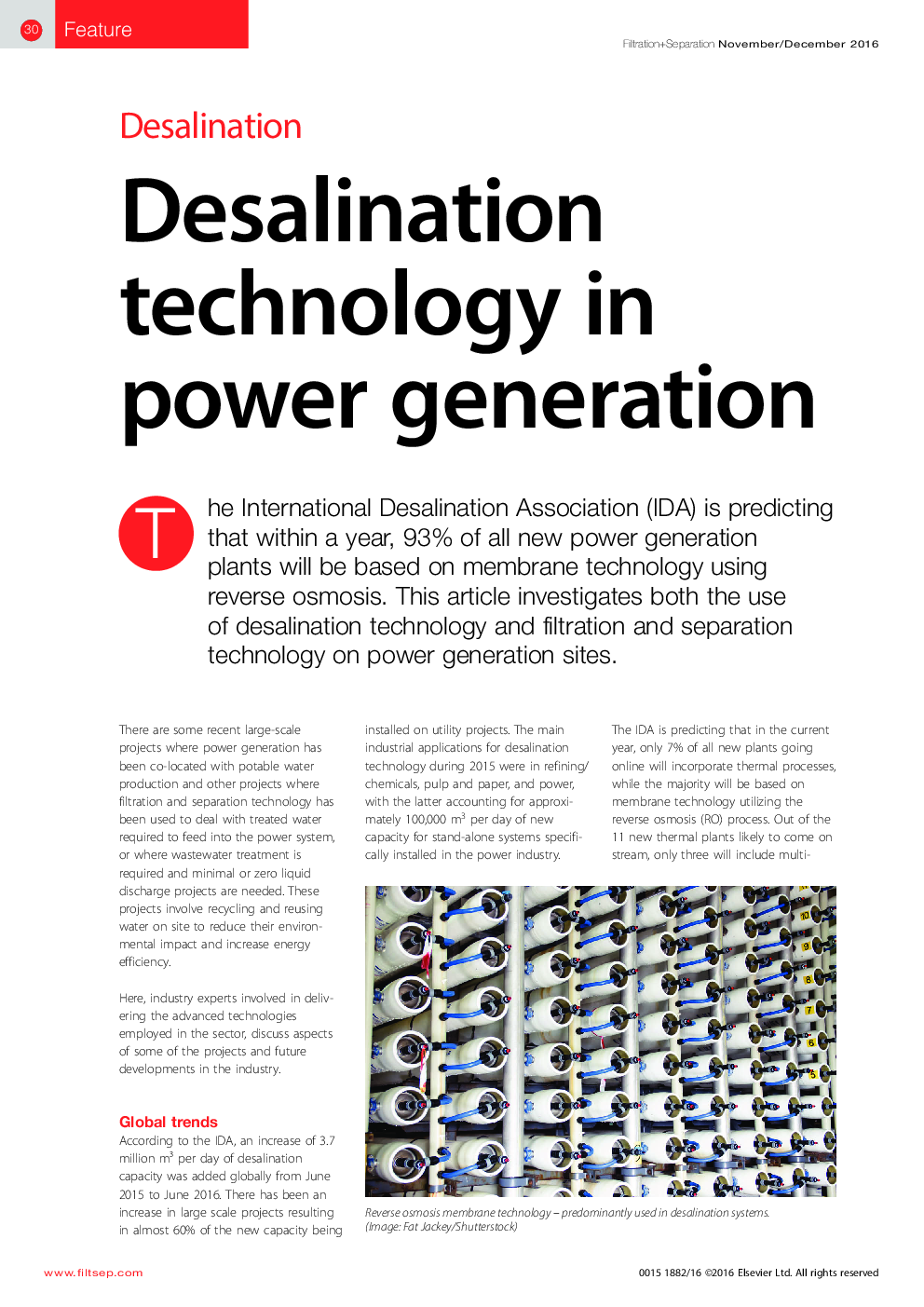 Desalination technology in power generation