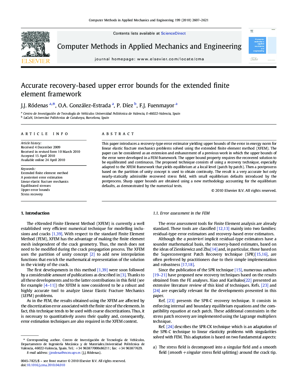 Accurate recovery-based upper error bounds for the extended finite element framework