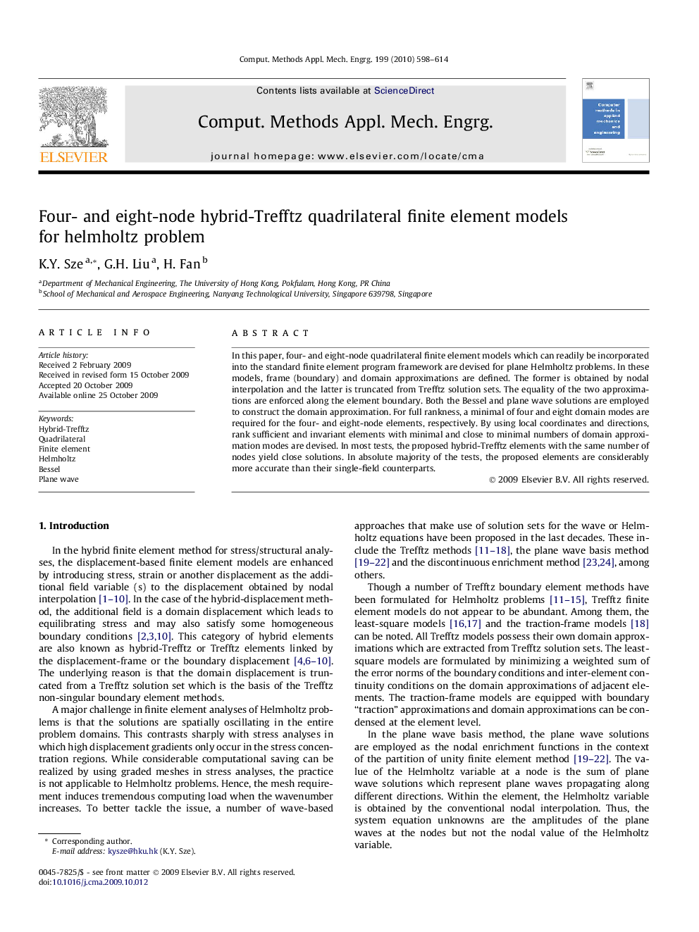 Four- and eight-node hybrid-Trefftz quadrilateral finite element models for helmholtz problem