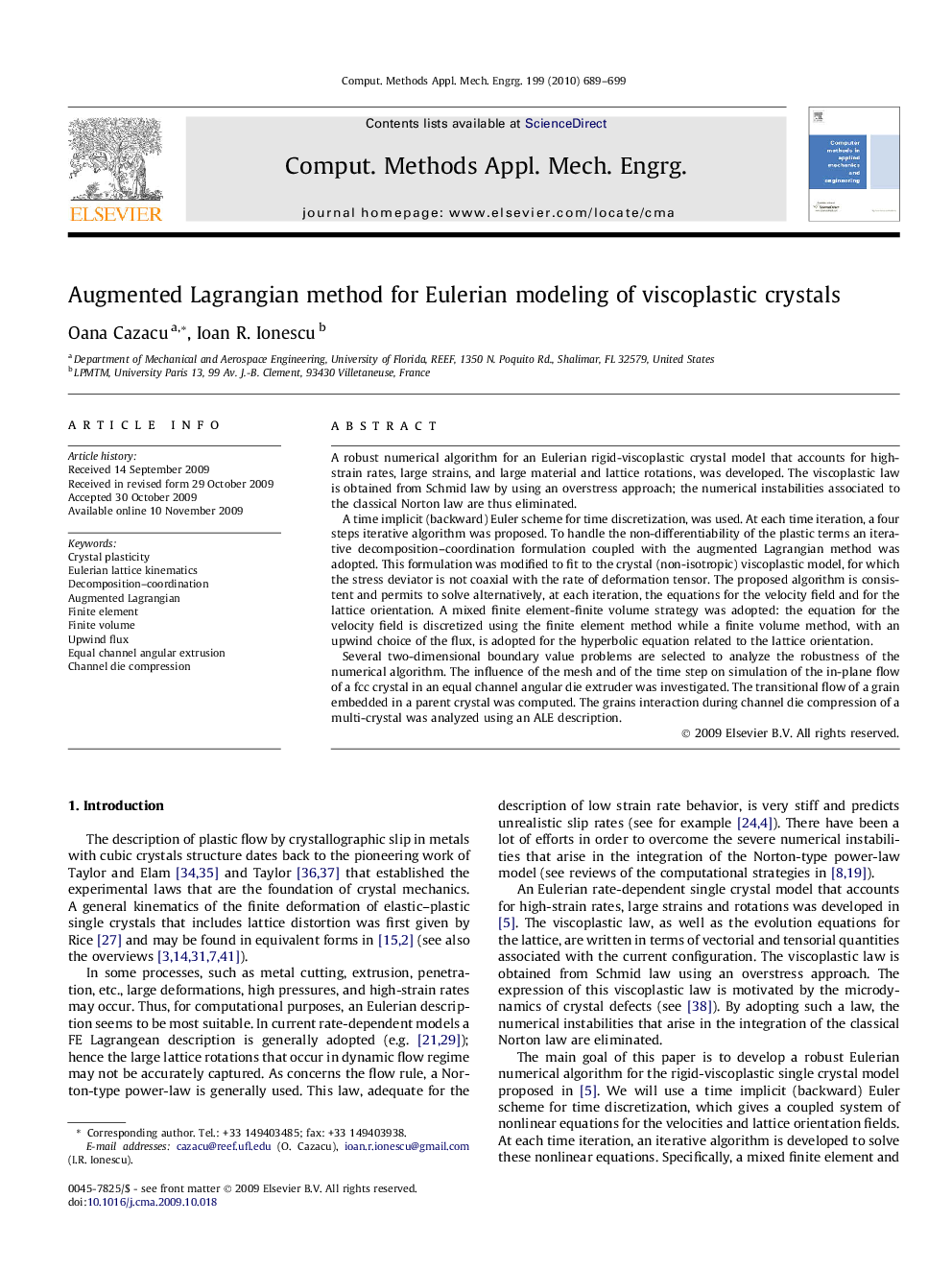 Augmented Lagrangian method for Eulerian modeling of viscoplastic crystals