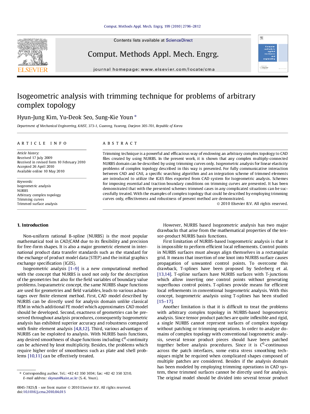 Isogeometric analysis with trimming technique for problems of arbitrary complex topology