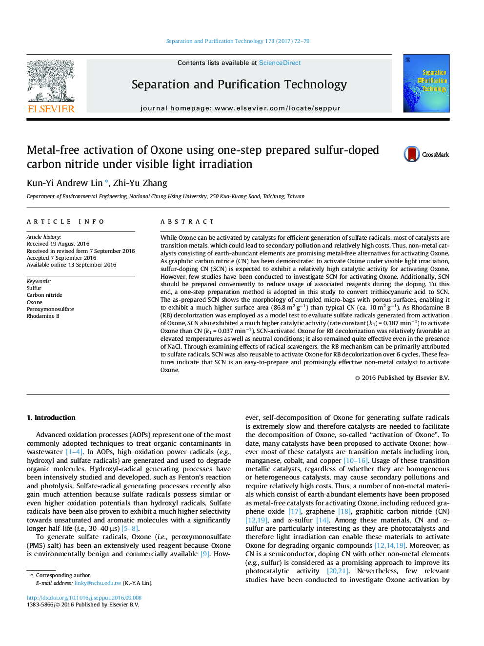 فعال سازی فلز بدون استفاده از اکسون با استفاده از یک مرحله ای از نیترید کربن سولفور کربن تحت نور تابش نور مرئی 