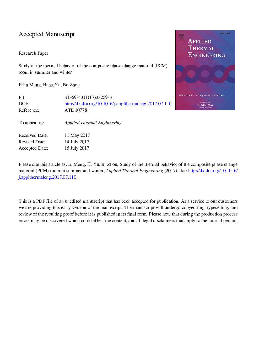 Study of the thermal behavior of the composite phase change material (PCM) room in summer and winter