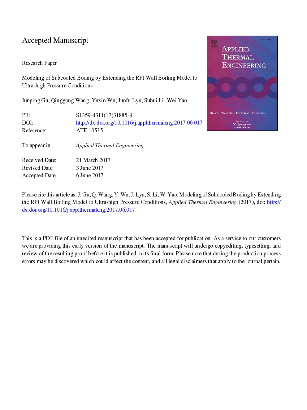 Modeling of subcooled boiling by extending the RPI wall boiling model to ultra-high pressure conditions