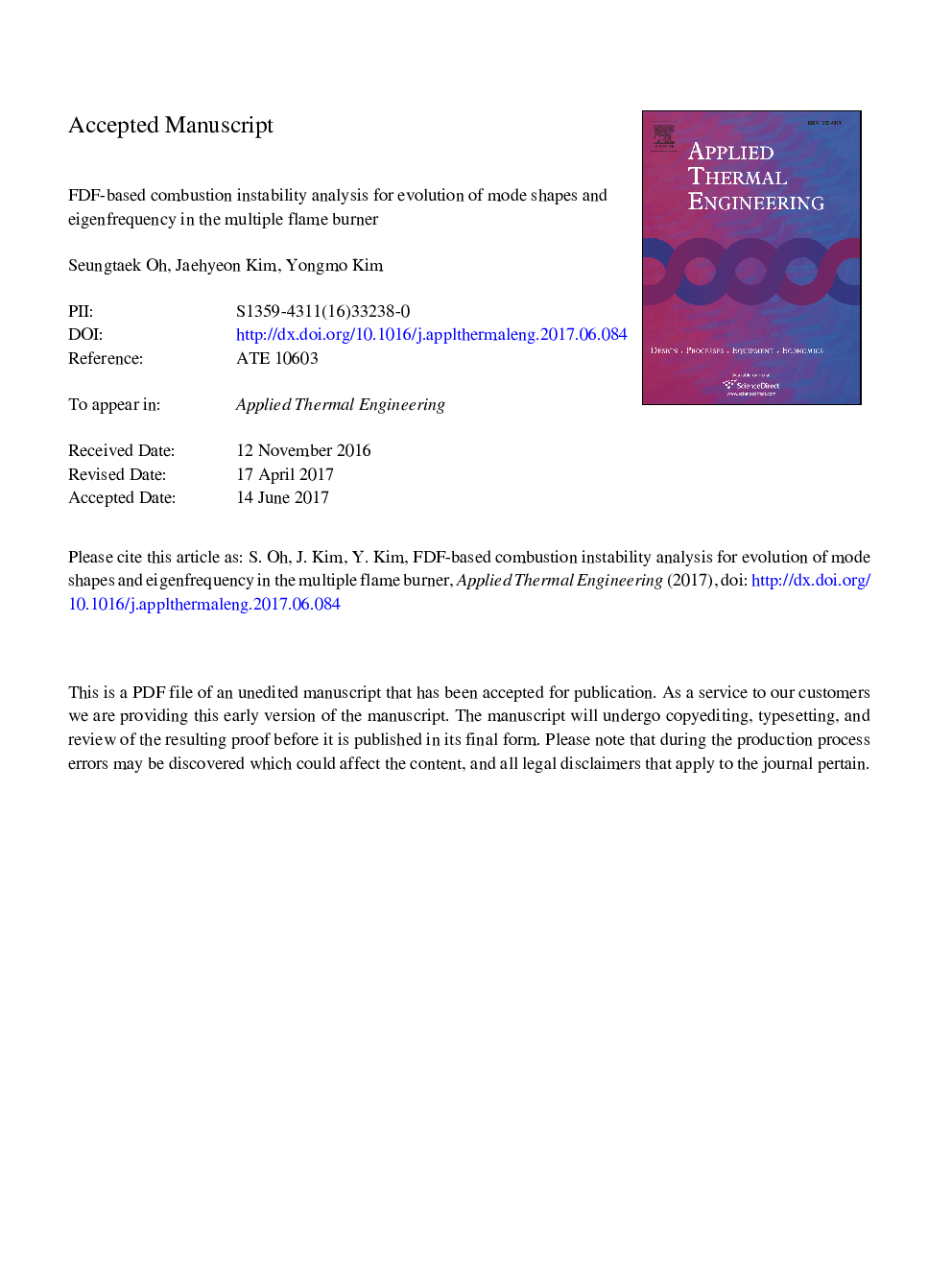 FDF-based combustion instability analysis for evolution of mode shapes and eigenfrequency in the multiple flame burner