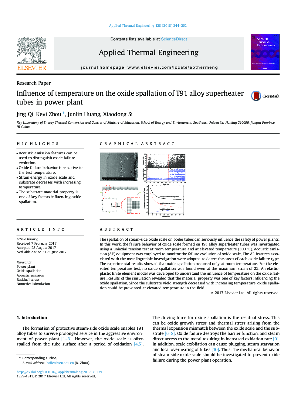 Influence of temperature on the oxide spallation of T91 alloy superheater tubes in power plant