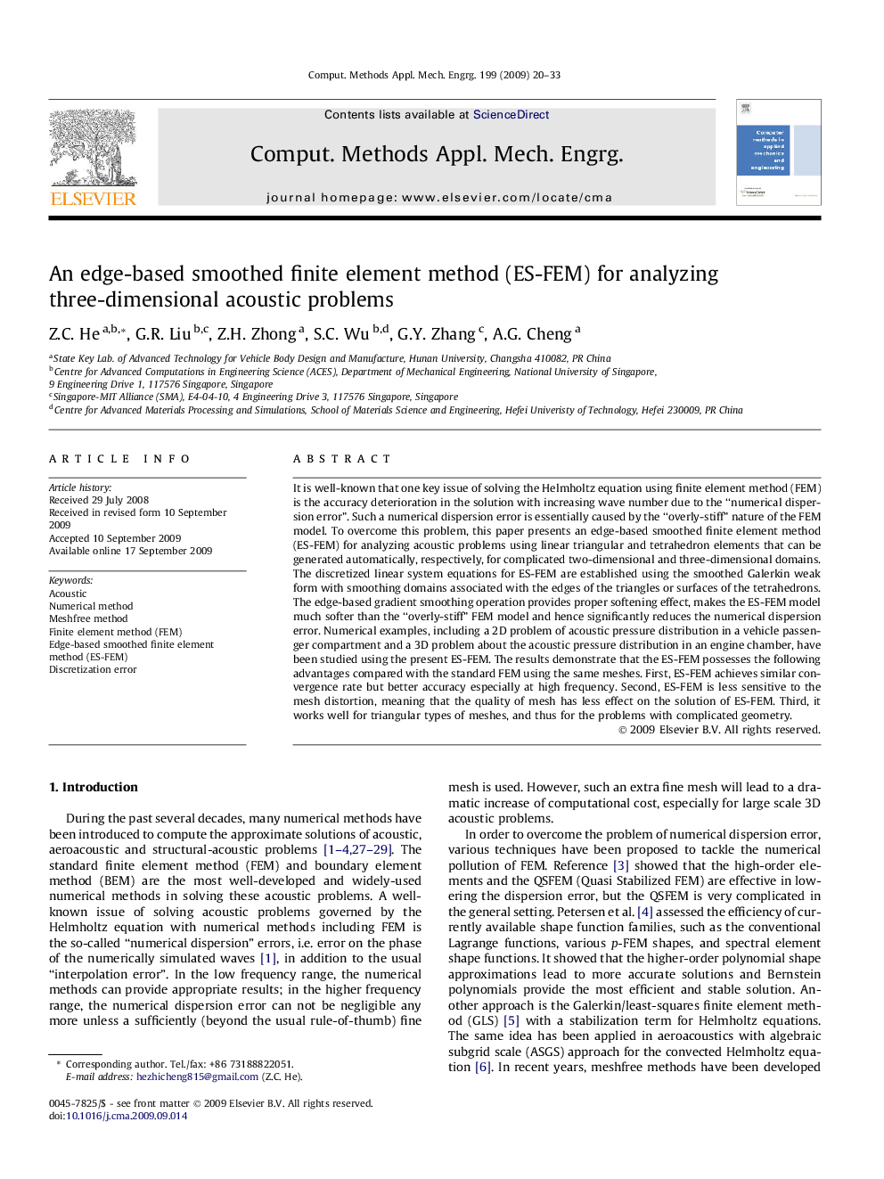 An edge-based smoothed finite element method (ES-FEM) for analyzing three-dimensional acoustic problems