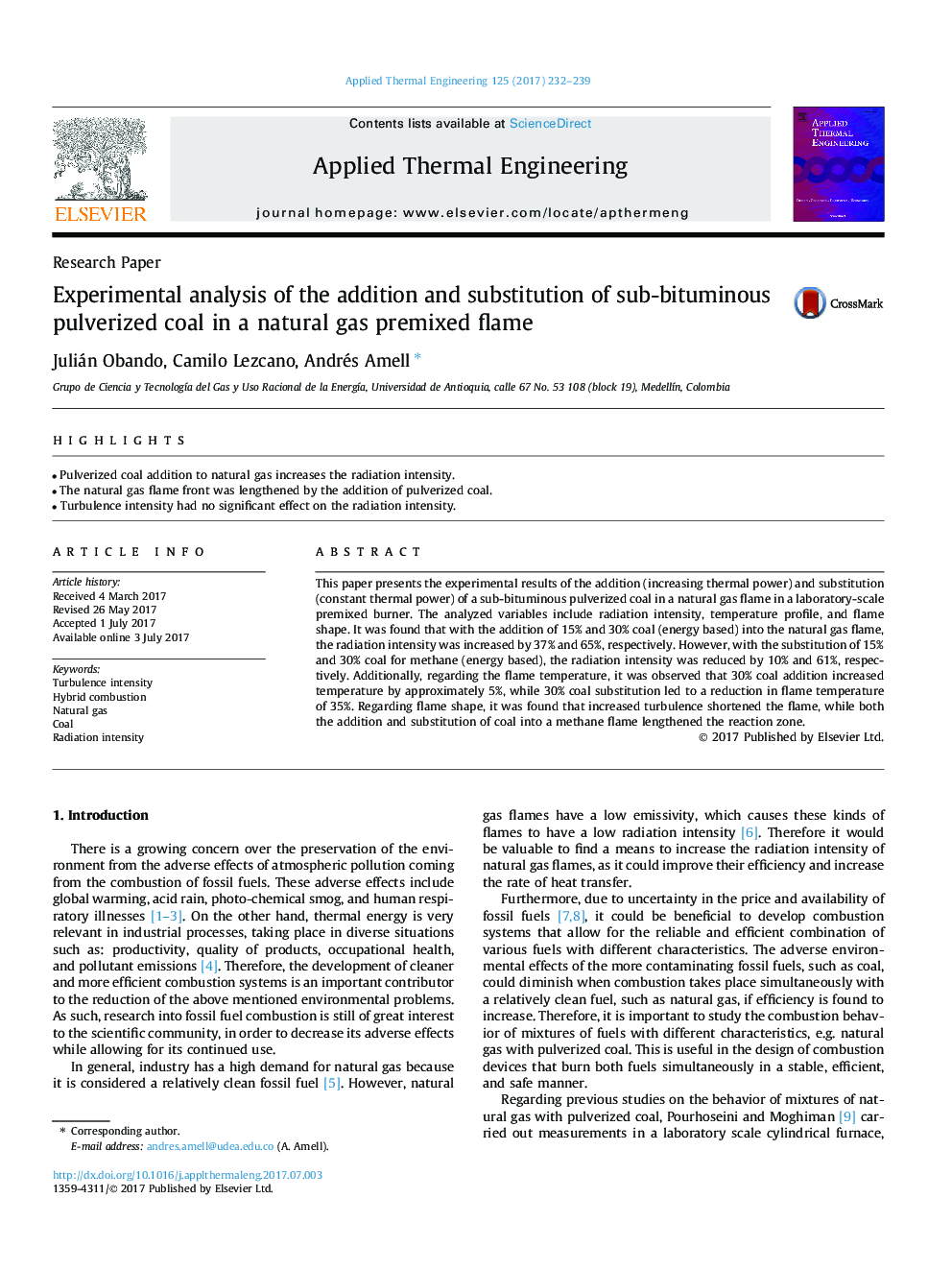 Experimental analysis of the addition and substitution of sub-bituminous pulverized coal in a natural gas premixed flame