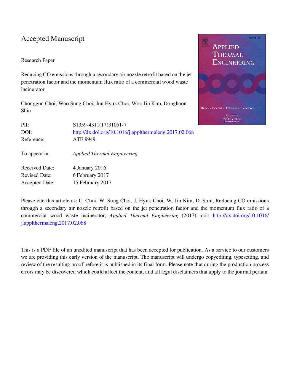 Reducing CO emissions through a secondary air nozzle retrofit based on the jet penetration factor and the momentum flux ratio of a commercial wood waste incinerator