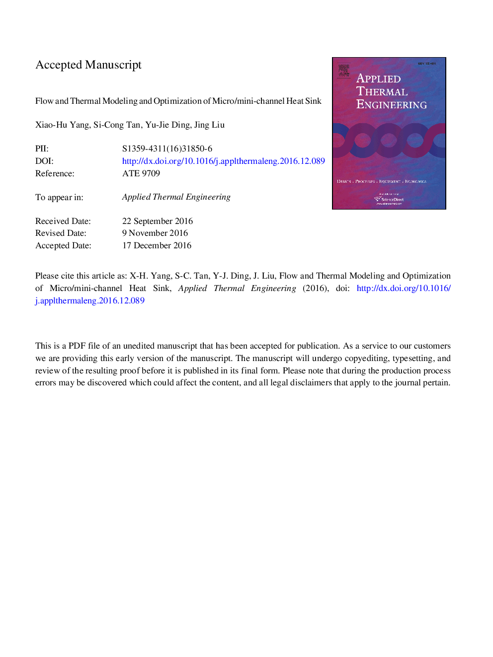 Flow and thermal modeling and optimization of micro/mini-channel heat sink