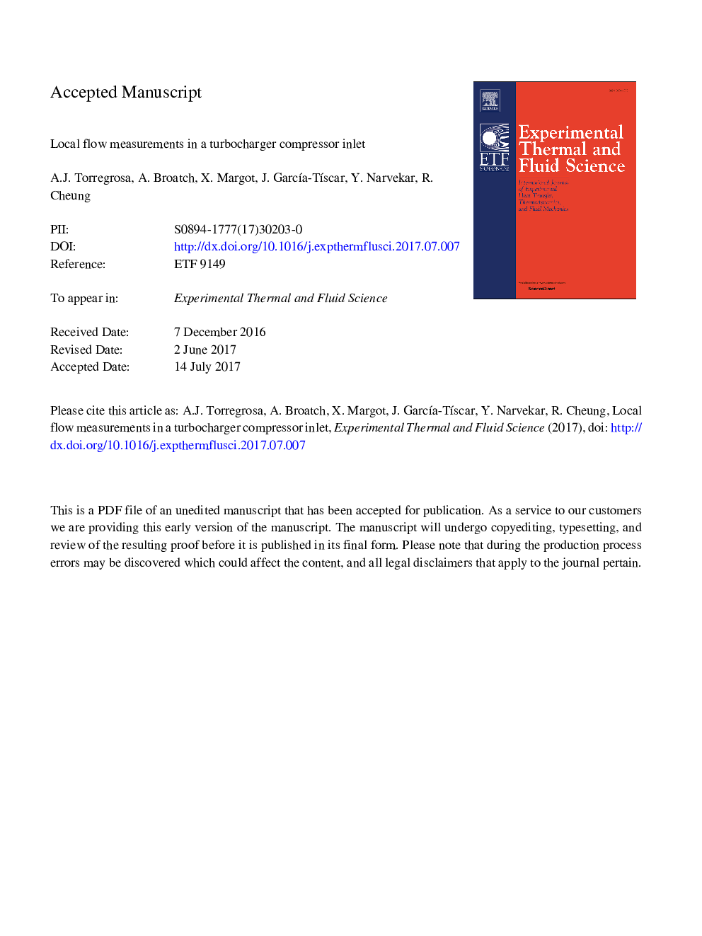 Local flow measurements in a turbocharger compressor inlet