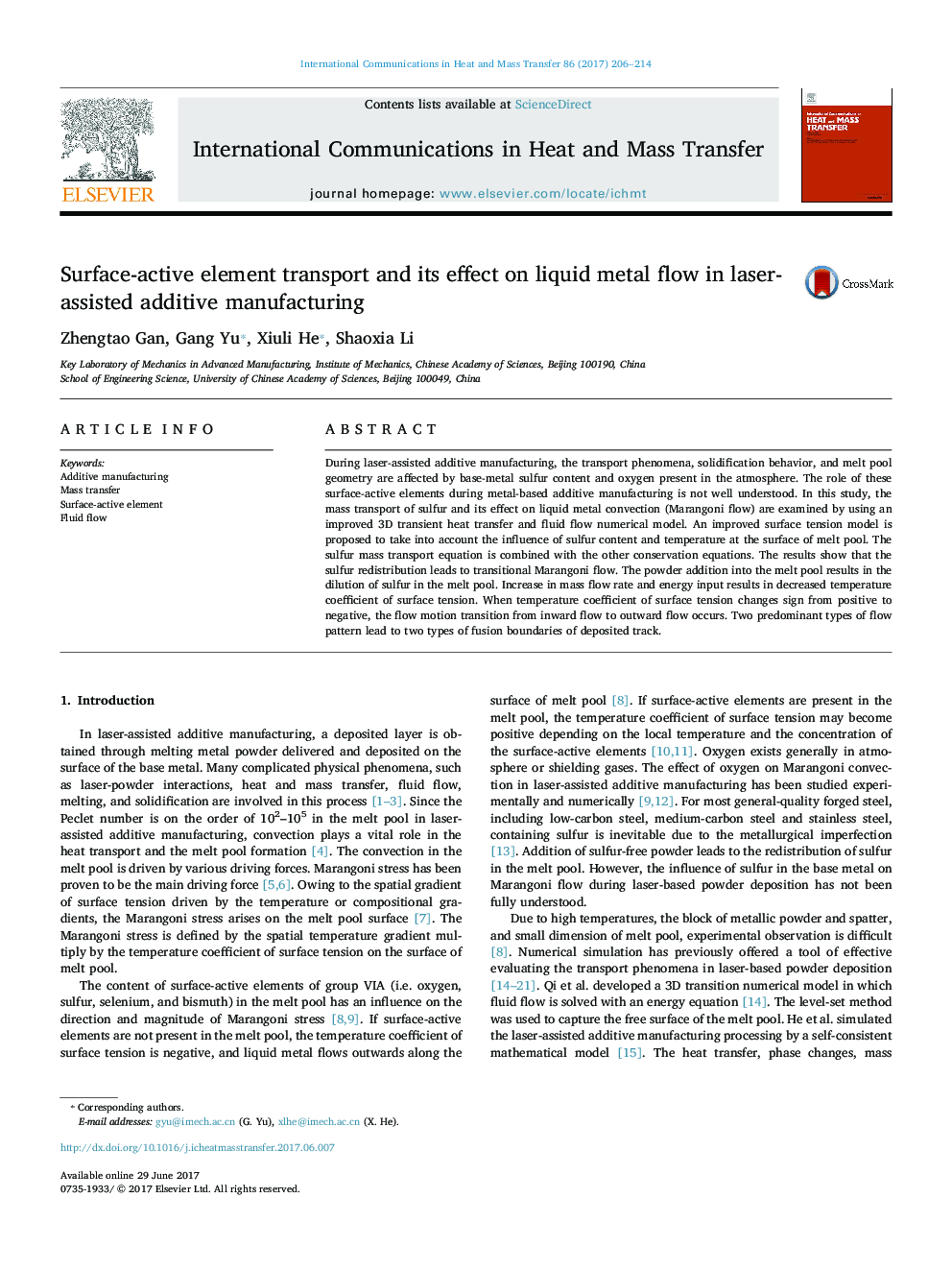 Surface-active element transport and its effect on liquid metal flow in laser-assisted additive manufacturing