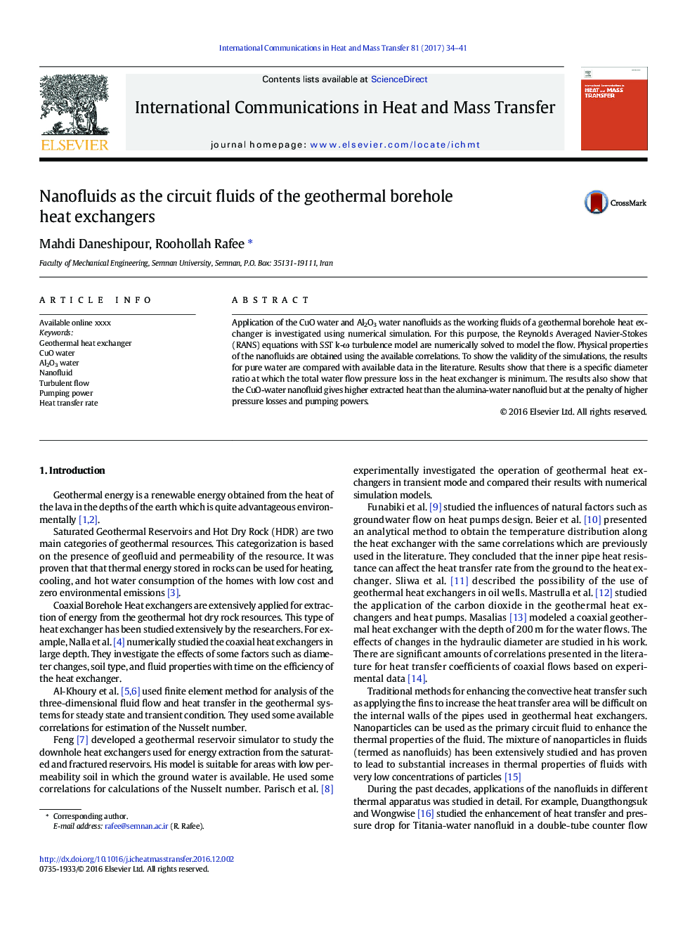 Nanofluids as the circuit fluids of the geothermal borehole heat exchangers