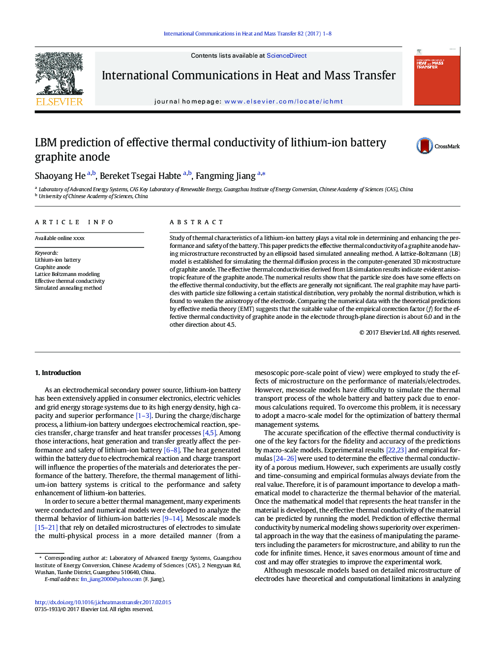 LBM prediction of effective thermal conductivity of lithium-ion battery graphite anode