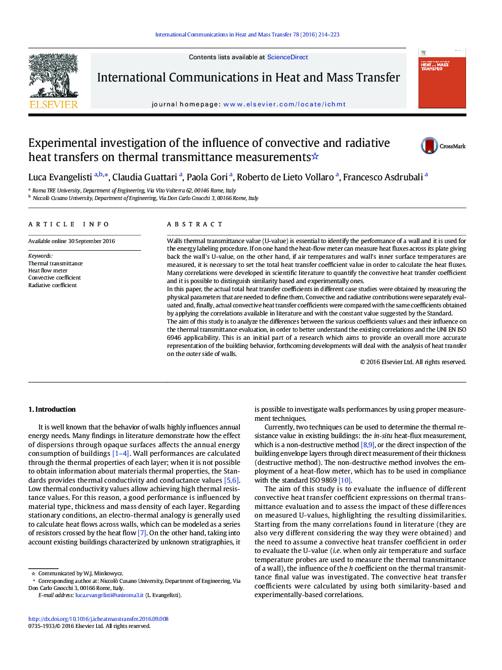 Experimental investigation of the influence of convective and radiative heat transfers on thermal transmittance measurements