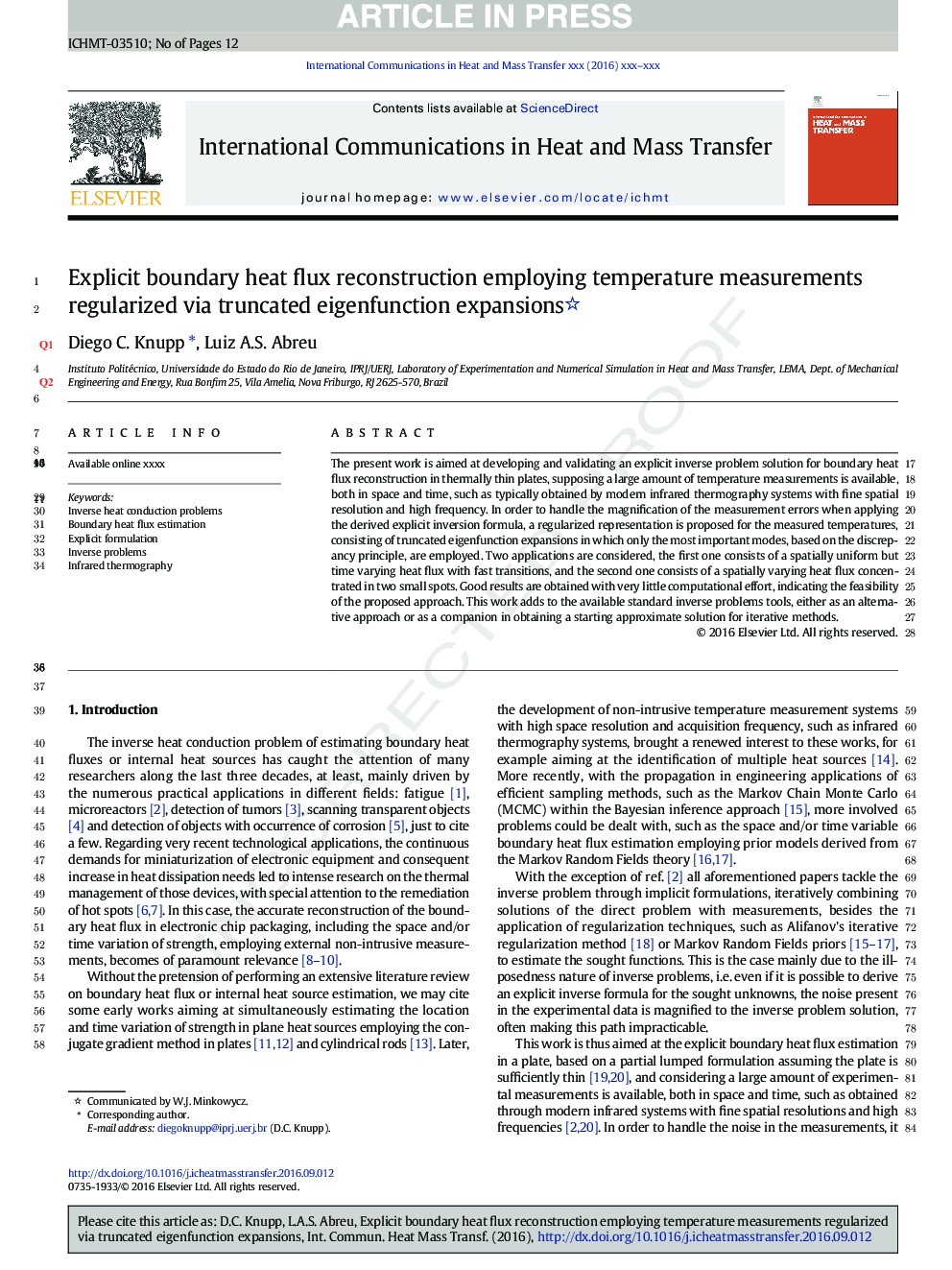 Explicit boundary heat flux reconstruction employing temperature measurements regularized via truncated eigenfunction expansions