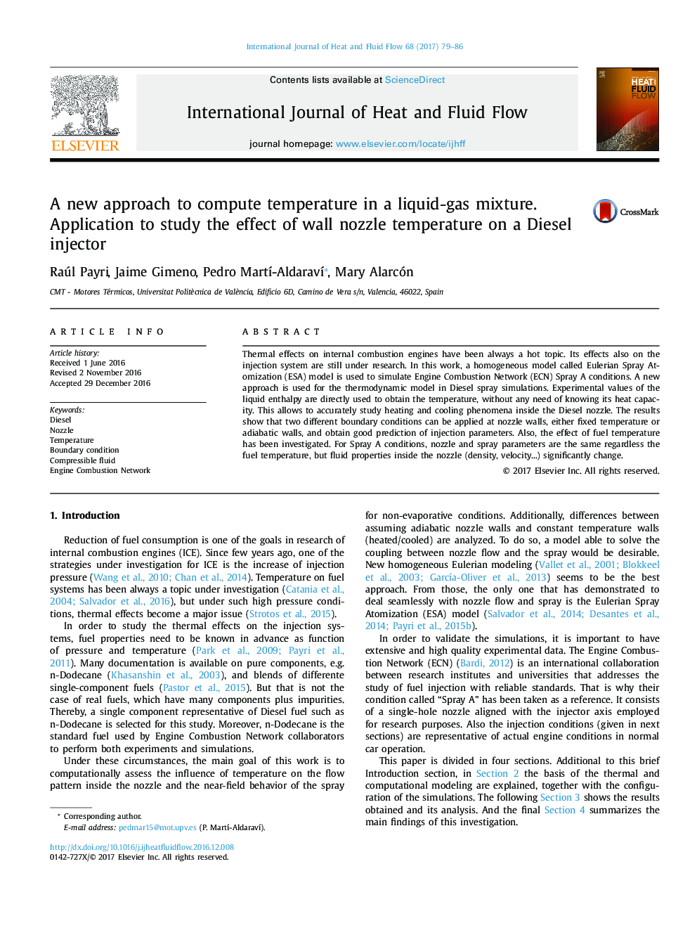 A new approach to compute temperature in a liquid-gas mixture. Application to study the effect of wall nozzle temperature on a Diesel injector