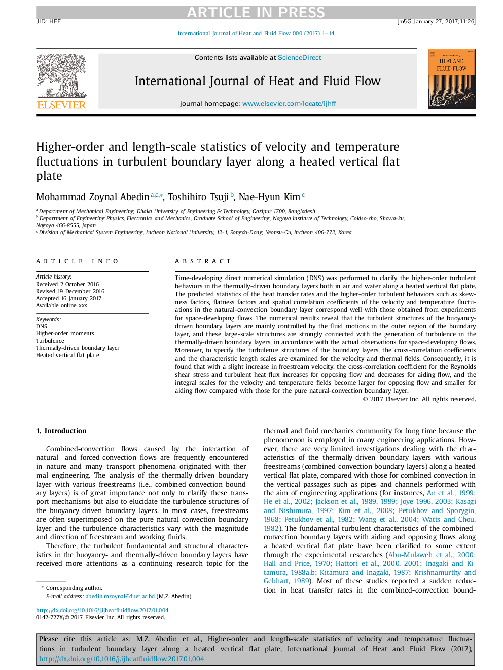 Higher-order and length-scale statistics of velocity and temperature fluctuations in turbulent boundary layer along a heated vertical flat plate