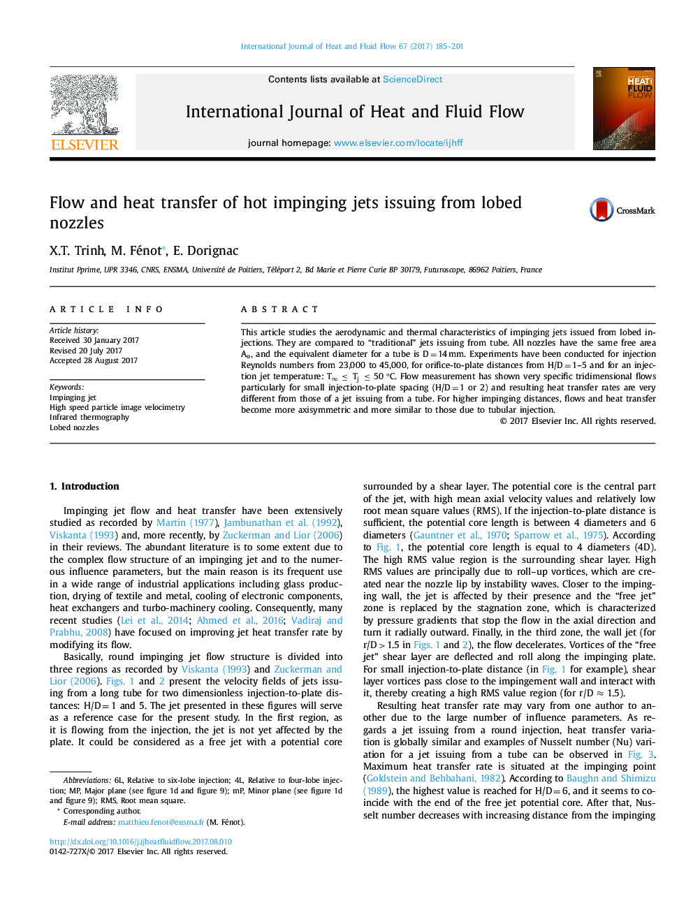 Flow and heat transfer of hot impinging jets issuing from lobed nozzles