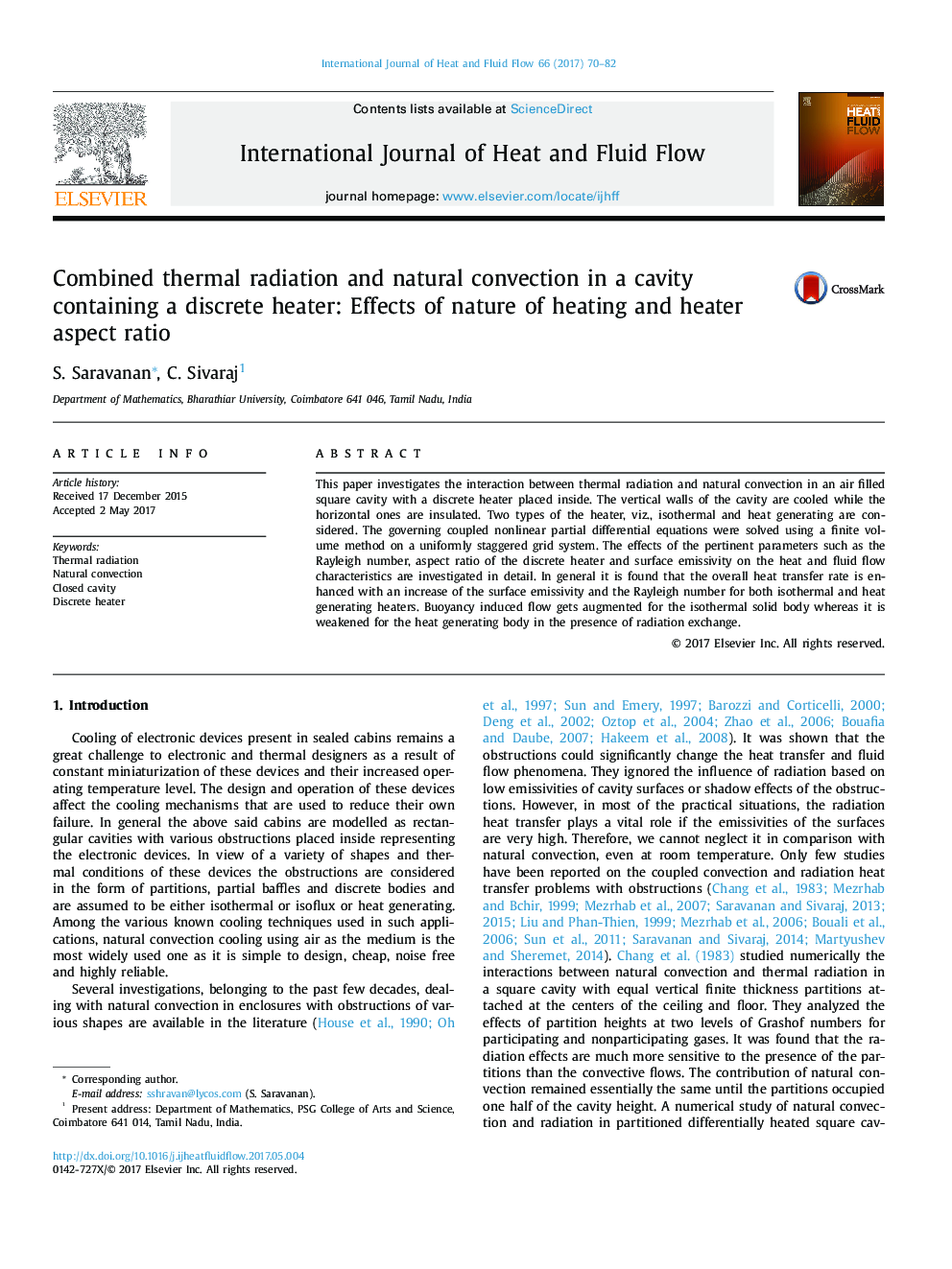 Combined thermal radiation and natural convection in a cavity containing a discrete heater: Effects of nature of heating and heater aspect ratio