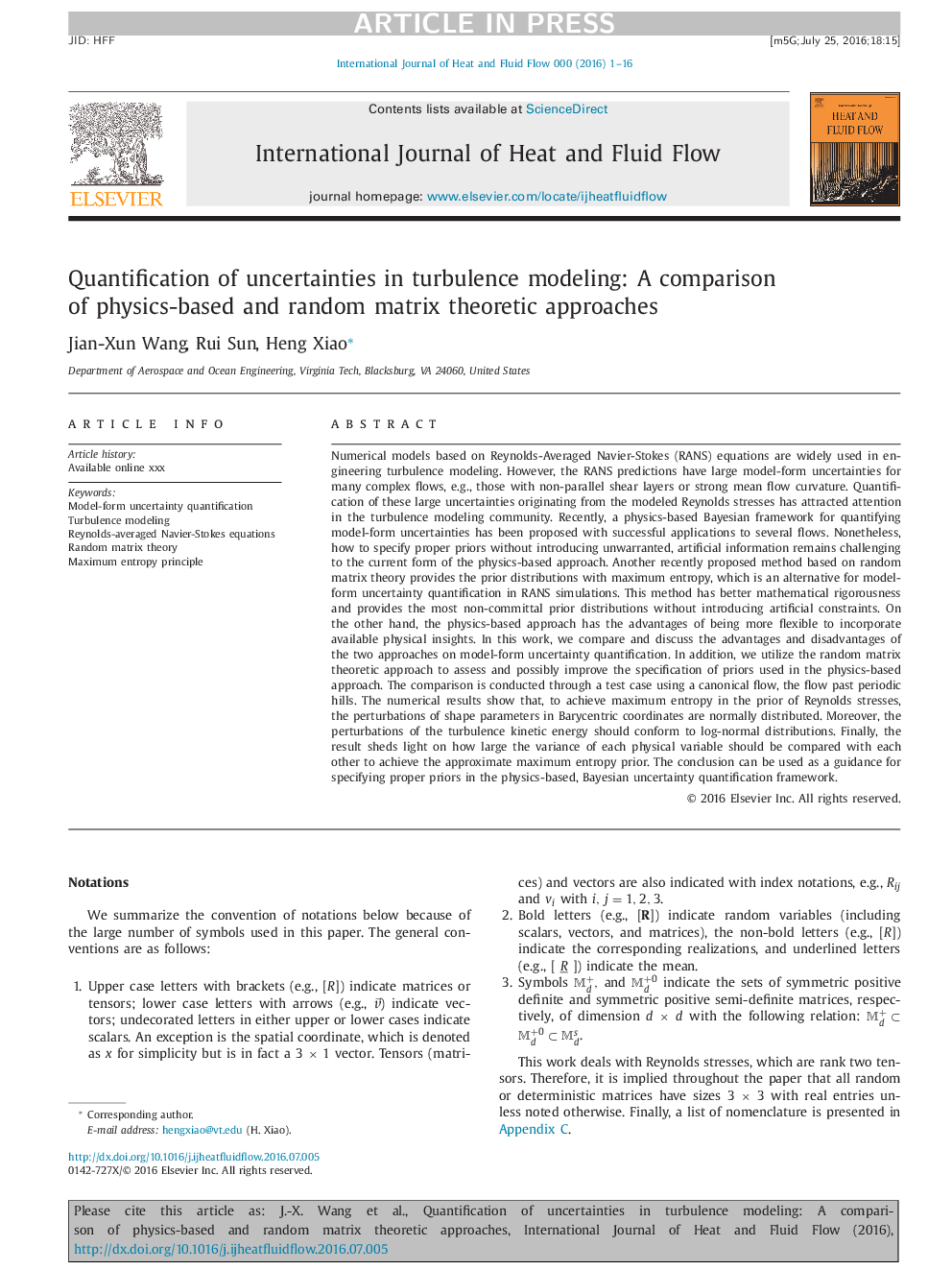 Quantification of uncertainties in turbulence modeling: A comparison of physics-based and random matrix theoretic approaches