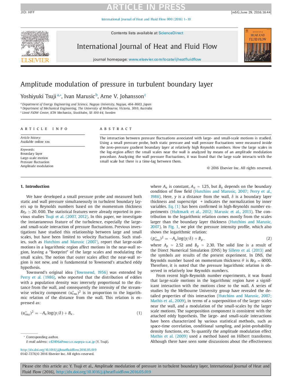 Amplitude modulation of pressure in turbulent boundary layer