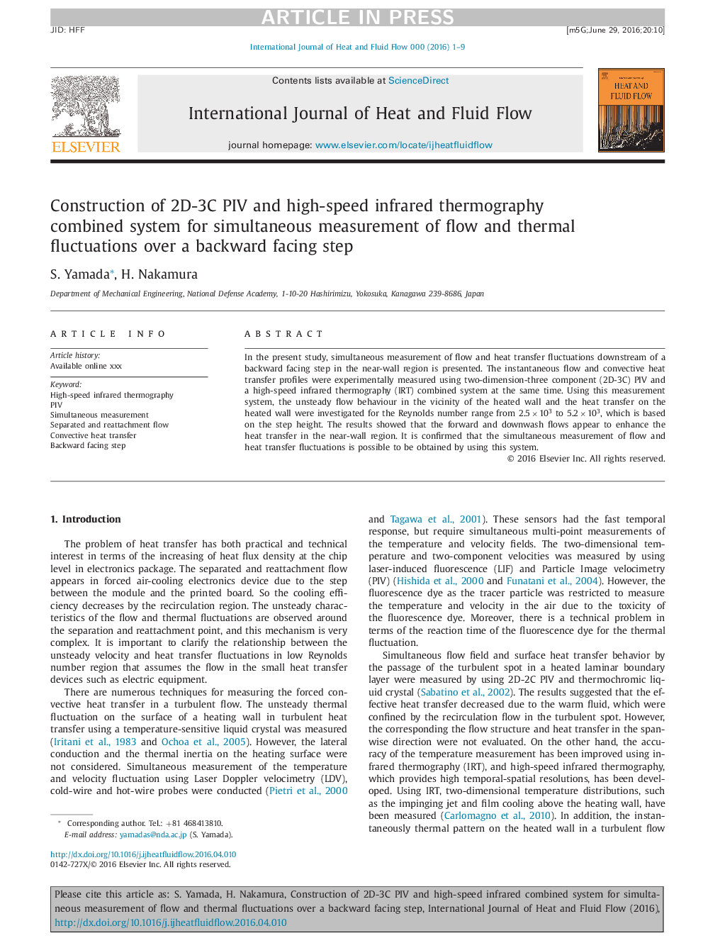 Construction of 2D-3C PIV and high-speed infrared thermography combined system for simultaneous measurement of flow and thermal fluctuations over a backward facing step