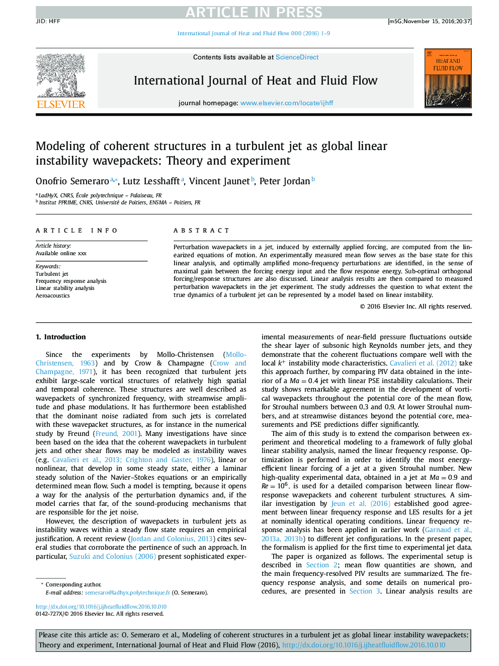 Modeling of coherent structures in a turbulent jet as global linear instability wavepackets: Theory and experiment